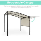 10' x 8' Outdoor Pergola and Patio Gazebo, Extendable Side Awning, Sun Shade Shelter for Garden, Camper, Deck, Doors and Windows, Cream White