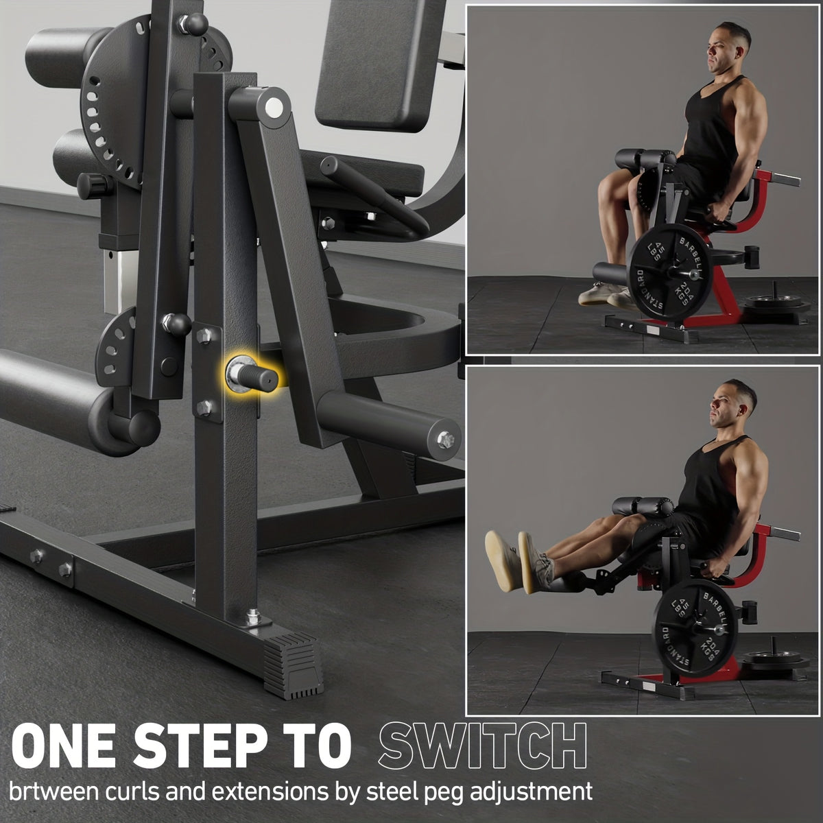 Leg Extension And Curl Machine, Lower Body Special Leg Machine, Leg Rotary Extension for Thigh, Adjustable Leg Exercise Bench with Plate Loaded