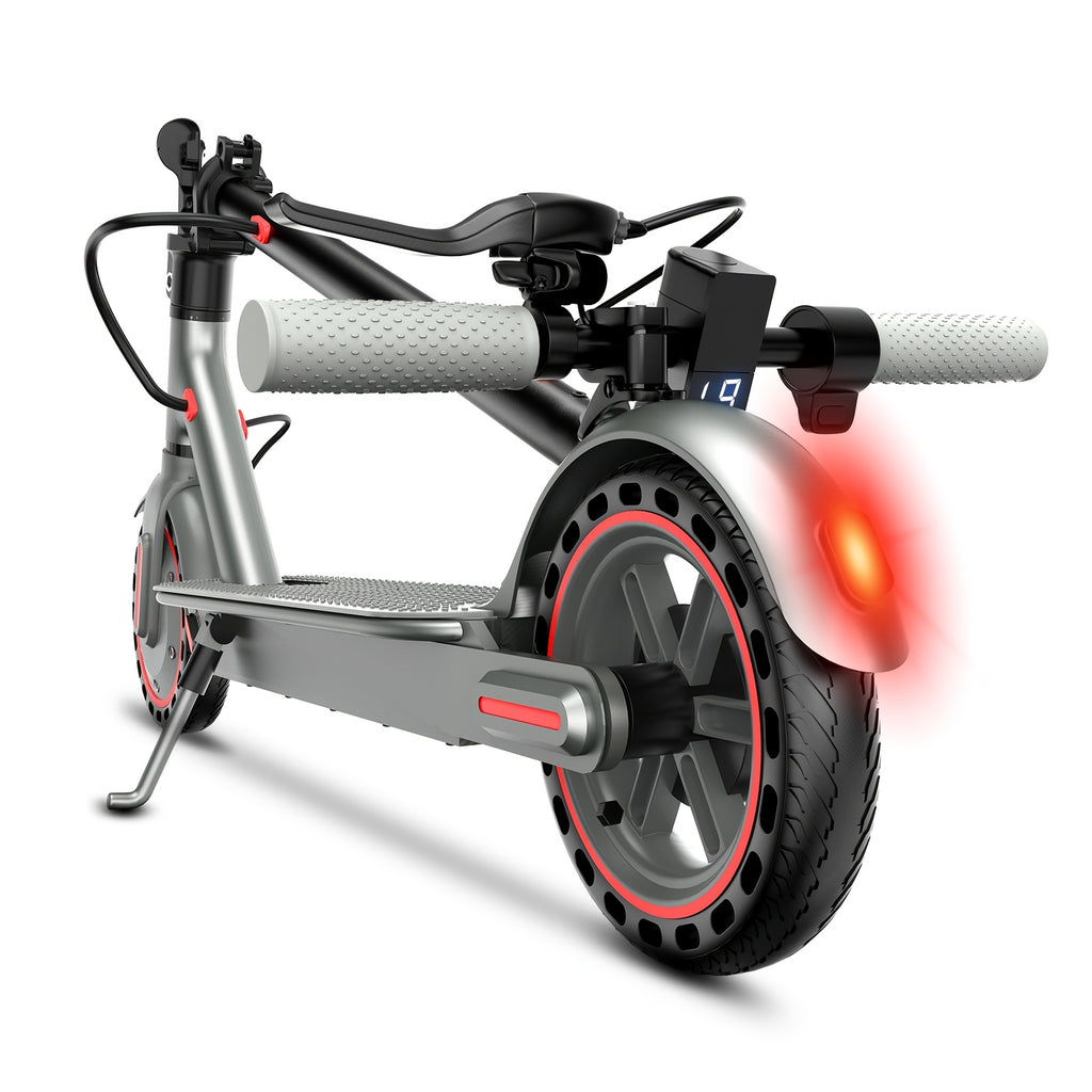 Long-Range Adult Electric Scooter with a Powerful 350W Motor, Top Speed of 19 Mph, Range of Up to 21 Miles, 8.5-Inch Solid Tires, Foldable Commuter Electric Scooter with APP Control, Dual-Brake System, LED Lights, And Portable Folding Design