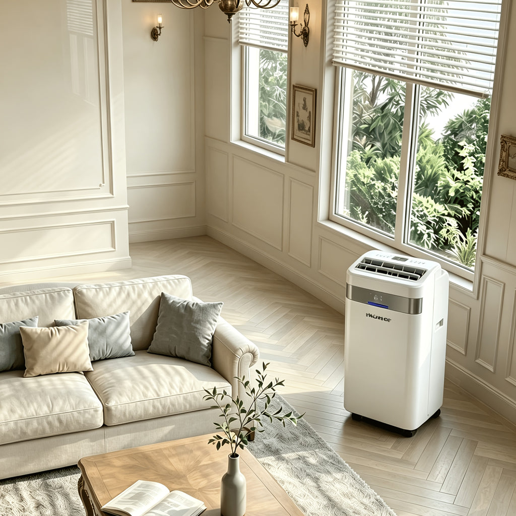 12000/14000 BTU Portable Air Conditioner, 4-In-1 Compact AC Unit for Home/Office, Cooling, Fan, Dry & Sleep Mode, AC with Auto Swing, Remote Control & Window Kit Included