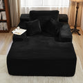 46.5 Inch Wide Flannel Boneless Chaise Lounge Chair Sofa Bed with 2 Throw Pillows And Cushion, Comfy Cloud Couch Reading Chair Deep Seat Sleeper Sofa for Living Room, Apartment, Bedroom, Gaming Room| No Assembly Required