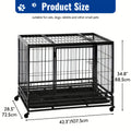 Heavy Duty Dog Crates for Large Dogs, Dog Crate Metal Wire Dog Kennel Double Door Dog Cage with Lockable Wheels and Plastic Tray for Extra Large XL XXL Dog Indoor Outdoor