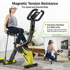 HASIMAN Foldable Indoor Exercise Bike for Home Gym Workout with Twister Disk And Arm Resistance Bands, Adjustable Resistance Fullybody Fitness Exercise Cycling