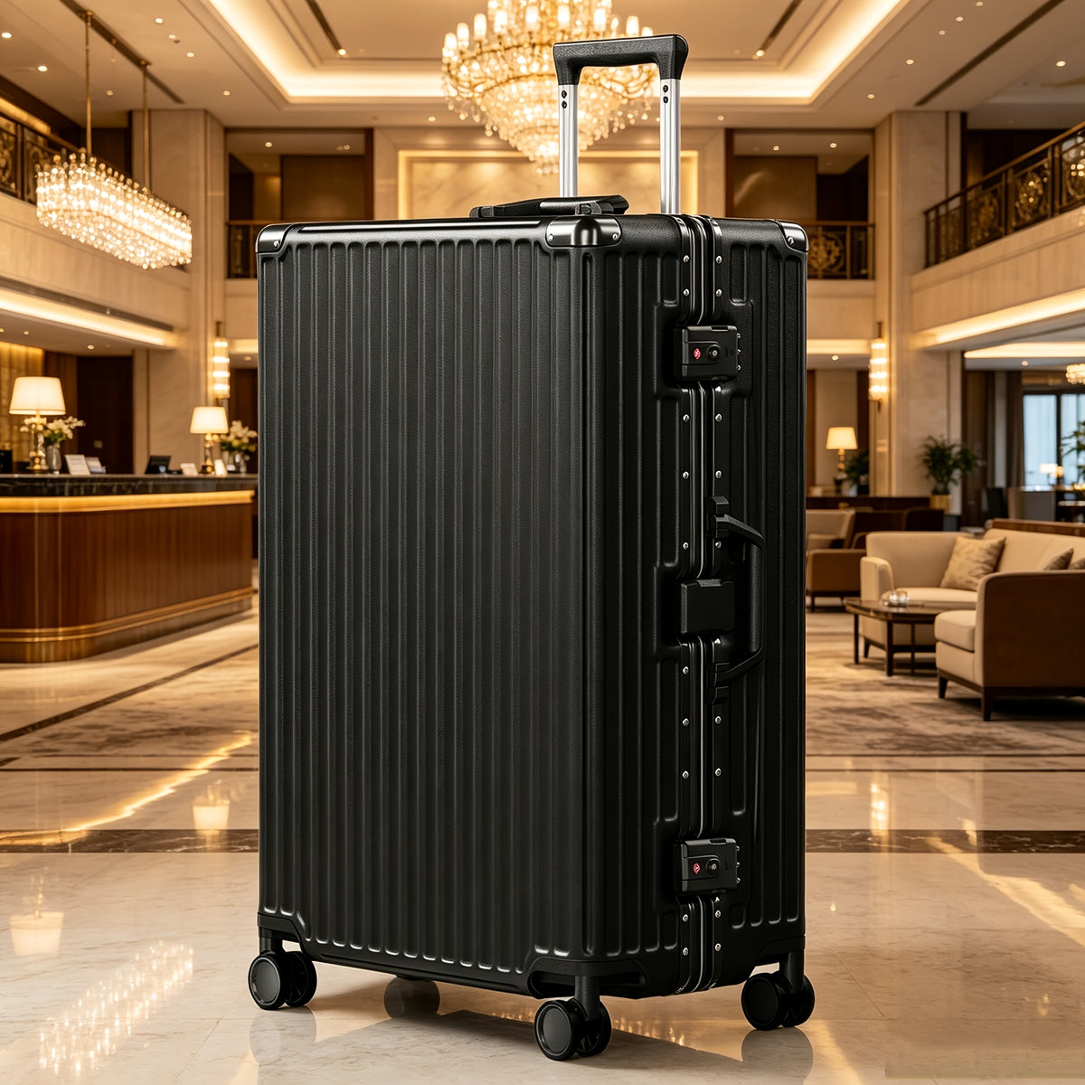Zipperless Luggage with Spinner Wheels TSA Approved Large No Zipper Aluminum Frame Luggage PC+ABS Hard Travel Suitcase 28inch Checked Hard Shell Suitcases Or Luggage Set 2pcs (20inch Carry On+28inch Checked)