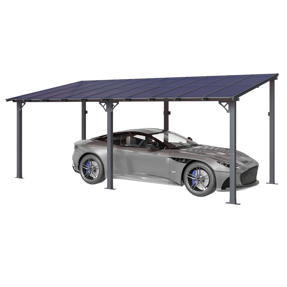 8 X 5FT, 8 X 10FT, 12 X 10FT, 14 X 10FT, 16 X 10FT, 20 X 10FT Outdoor Carport, Sloping Roof Carport, Wall-Mounted Aluminum Carport, Suitable for Outdoor Spaces Such As Porches, Decks, Backyards, Gardens, Etc (Multi-Size Selection)