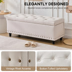 Ottoman With Storage, Storage Bench With Button-Tufted, End Of Bed Storage Bench Safety Hinge With Rivets, Large Storage Ottoman Bench For Bedroom, Living Room, Foot Of Bed
