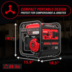 4500w 4-Stroke Portable Generator, CO Alarm, Lightweight & Quiet Gas Generator w/ 12V & USB Ports - Charge Phones, RV, Power Tools, Camping