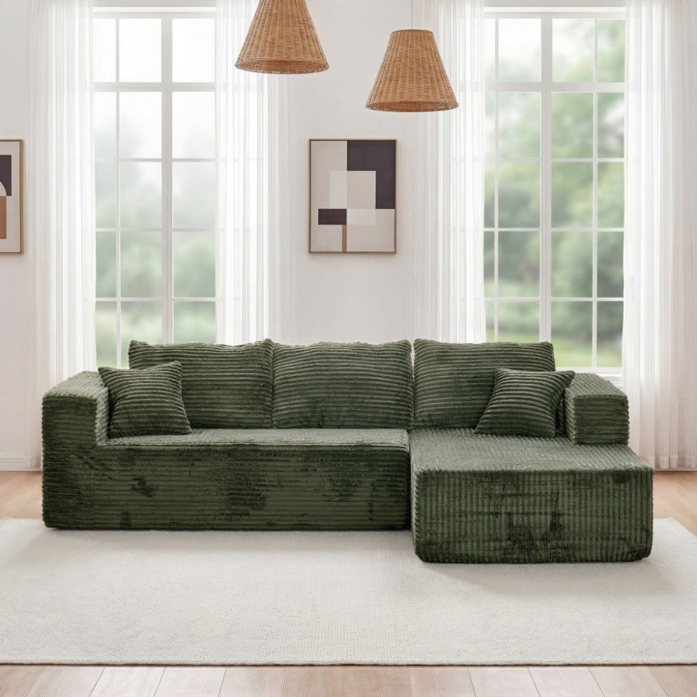 Modular Combination Sofa, Comfortable and Fluffy, L-shaped, Dark Black Color, Suitable for the Living Room, Deep Seat Design, Memory Foam, Boneless Velvet Fabric