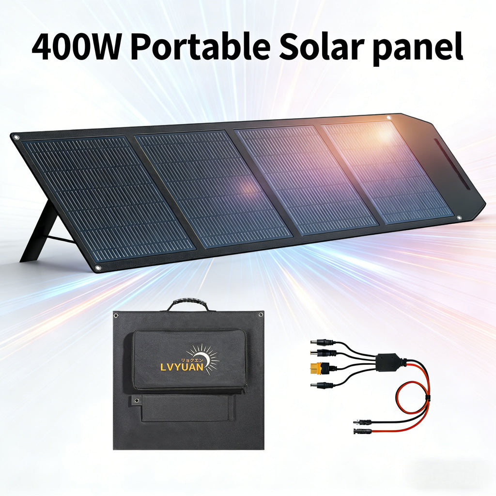 400W Foldable Solar Panel Kit — Adjustable Rack for RV Travel, Van Life, Camping and Emergency Power