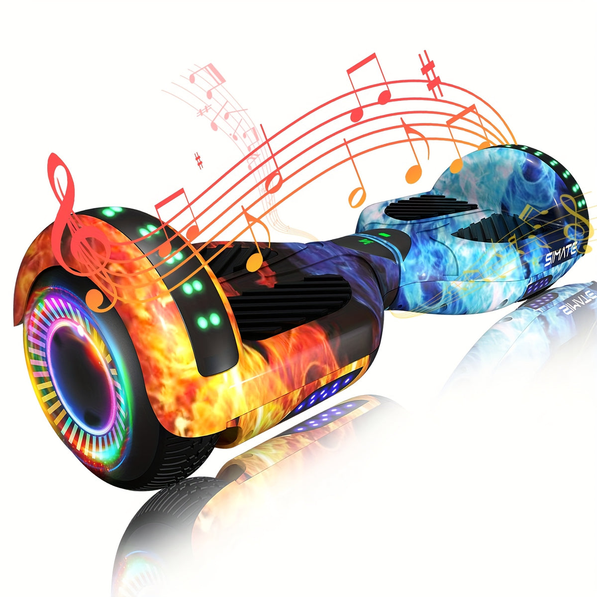 SIMATE 6.5" Hoverboard for Kids, Colorful LED Lights, Self-Balance Technology, Gift for Children, Teenagers And Adults, Maximum Speed Up to 7.5mph, Maximum Range Of 7.5 Miles, 300W