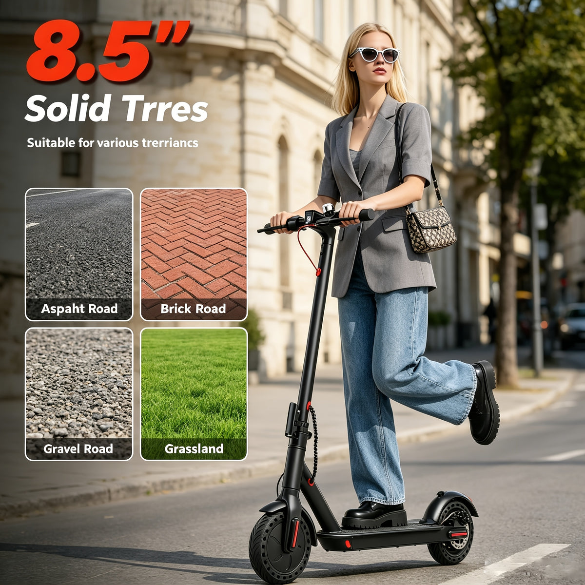 8.5-Inch Tire, Speed of 19 Miles Per Hour, Range of 18 Miles, Folding Electric Scooter with APP, Suitable for Adults And Teenagers, Portable Commuting Scooter, Ideal High-End Gift for Daily Travel