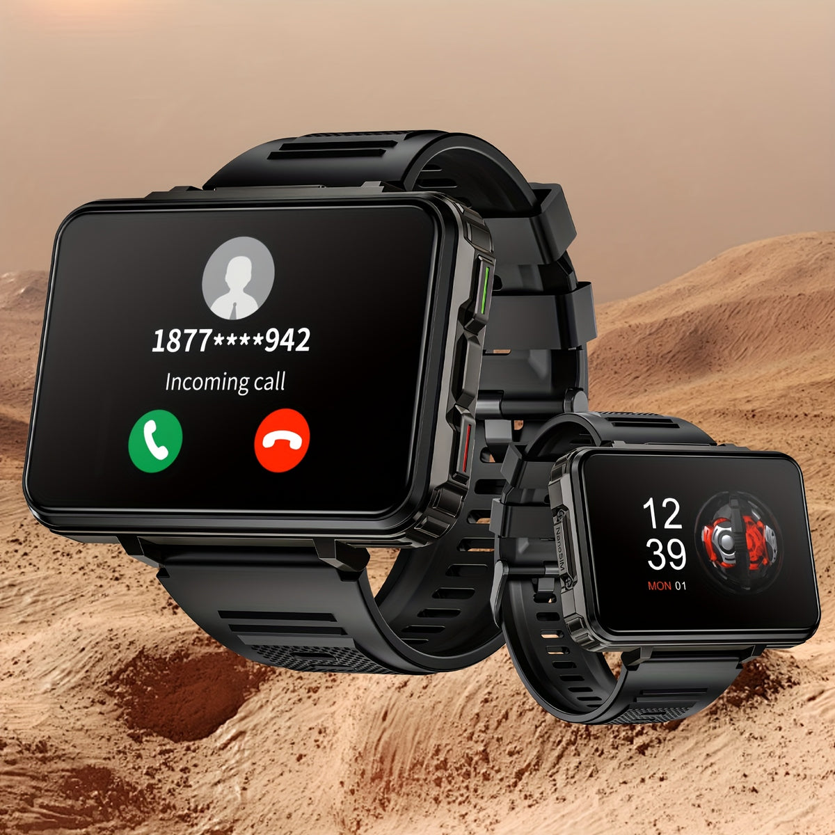 LOKMAT APPLL 5 MAX Smart Watch, 2.4" TFT Screen MTK6762 Chipset Dual Camera Smart Watch Phone Replace Strap with Flashlight