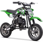 Mini off-road bike, 41CC four stroke gasoline bike (model: DB001), equipped with off-road tires, suspension, disc brakes, maximum load of 160Lbs, top speed of 18Mph, gloves and face cloth included