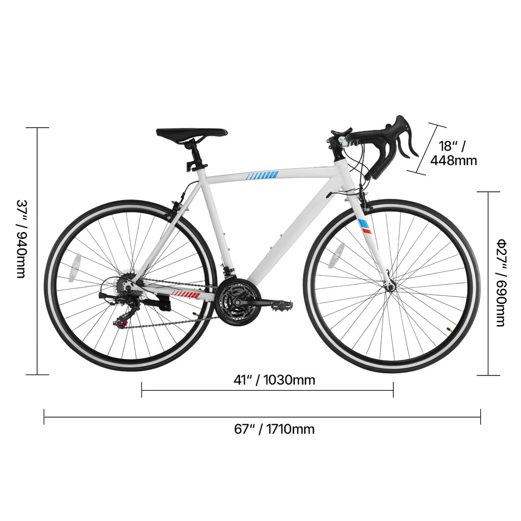 Road Bike Racing Bicycle 700C Shimano 21 Speeds Carbon Steel Frame Caliper Brake