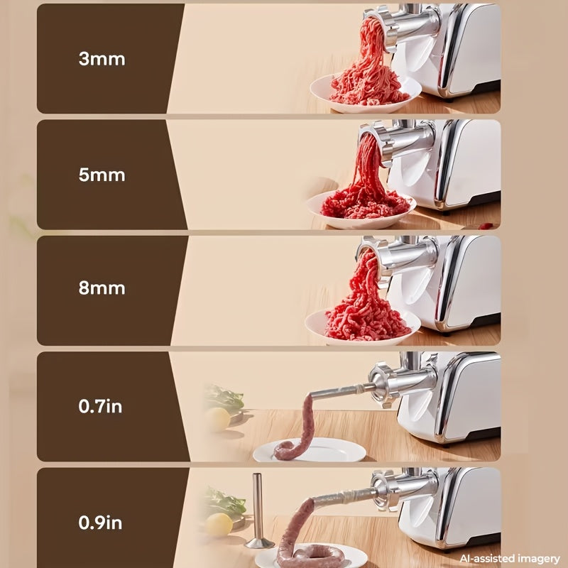 3000W Heavy-Duty Meat Grinder | 5-In-1 Multifunction Home Kitchen Machine | Stainless Steel Sausage Stuffer (2 Tubes) | Kubbe & Burger/Slider Makers | Storage Box | Commercial-Grade Power!