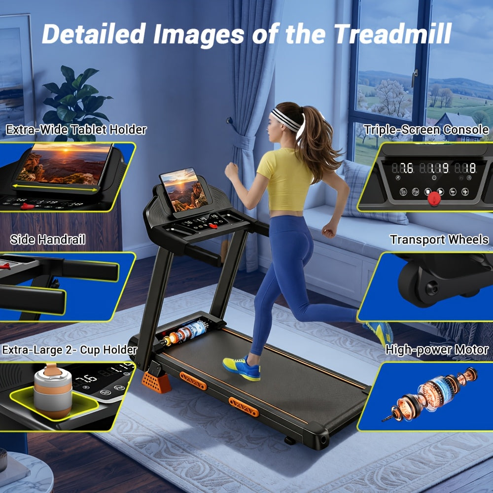 4-in-1 Treadmill with 12% Incline, Portable Treadmills for Home with Handle, Foldable Treadmills for Home and Office, 350Lbs Weight Capacity