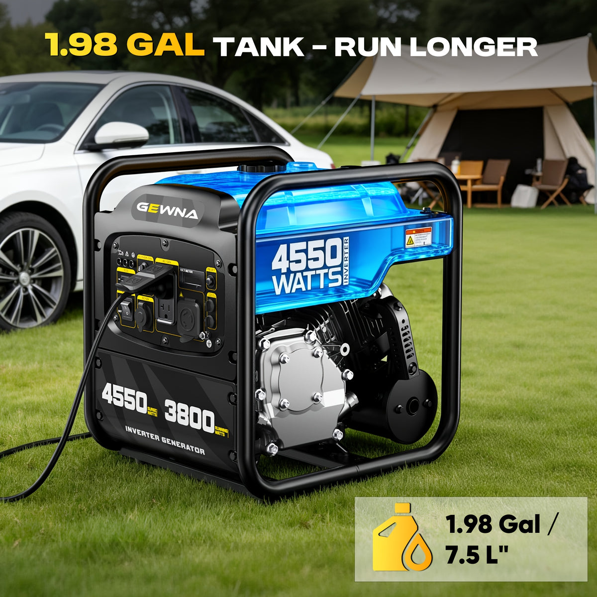 4550 W Inverter Generator, for home Backup Portable Generator, Open Frame Generator Gas Powered, RV Ready 30A Outlet, for Home Backup Power, Camping Outdoor Emergency Power Backup, EPA Compliant