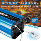 Pure Sine Wave Inverter 8000W (Peak)Car Power Inverter Efficient 12V/24V DC To 110V 120V AC With LCD Display And Remote & Troubleshooting, 4 US Sockets For Vehicles Car Chargers For Home Solar System RV Vans, Without Battery