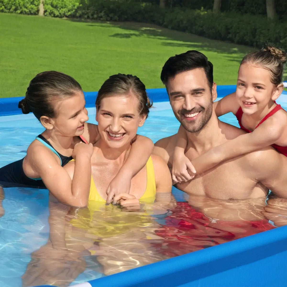 Steel Pro 13 Foot x 32 Inch Rectangular Above Ground Outdoor Pool Steel Framed Vinyl Swimming Pool with 1,506 Gallon Water Capacity, Blue
