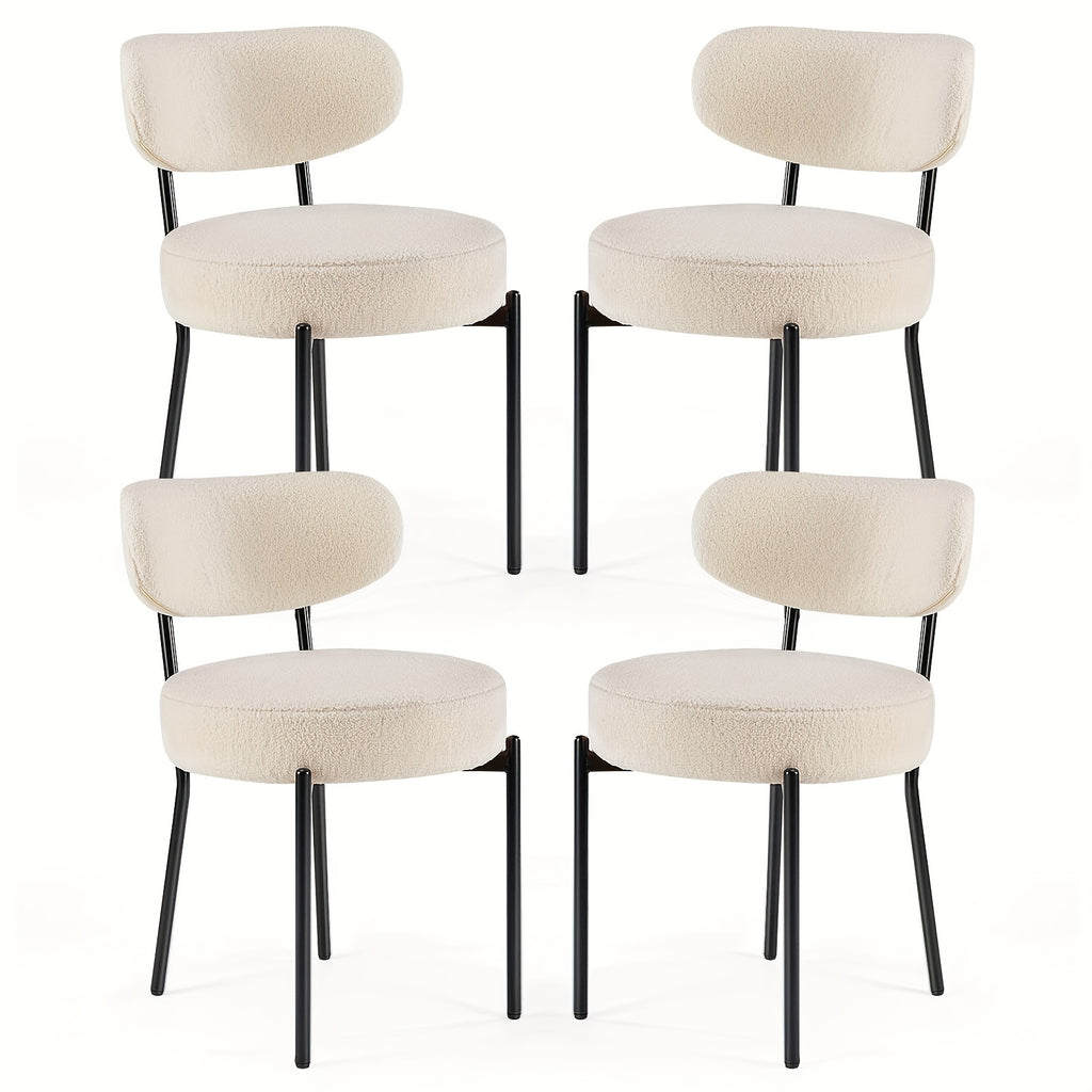 SMUG Dining Chairs Set of 4/6, Upholstered Kitchen Chairs with Curved Backrest & Metal Legs, Mid Century Modern Round Dining Room Chairs for Vanity, Living Room