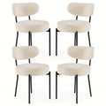 SMUG Dining Chairs Set of 4/6, Upholstered Kitchen Chairs with Curved Backrest & Metal Legs, Mid Century Modern Round Dining Room Chairs for Vanity, Living Room