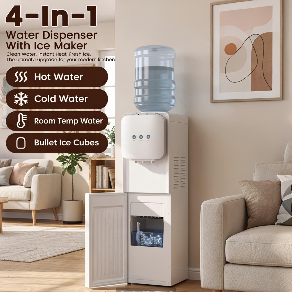 ADVWIN 3-in-1 Ice Maker & Water Dispenser Machine, 35Lbs/24H, with Hot/Cold Water, Top Load for 3/5 Gallon Jugs, Child Safety Lock, for Home, Kitchen, Office, Indoor Use