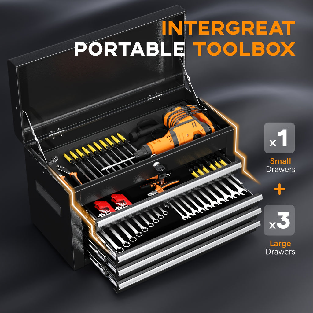Versatile 5-Drawer Rolling Tool Chest with Detachable Top Tool Box, Tool Storage Cabinet with Universal Lockable Wheels, 2 in 1 Metal Tool Cart for Home Office, Garage, Warehouse, Workshop, Barbershop