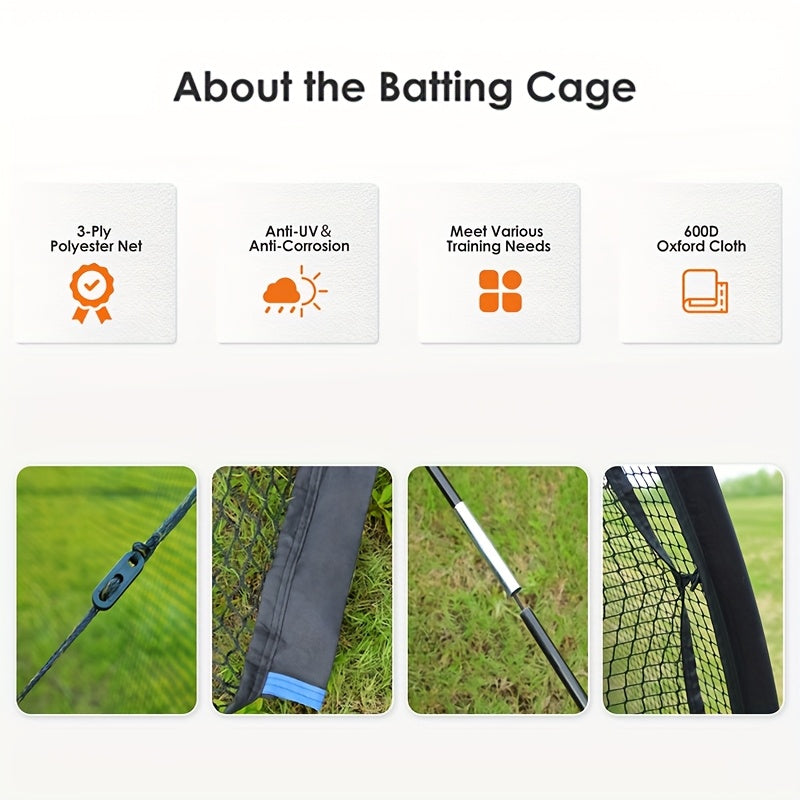 Baseball Batting Cage 20/30Ft for Backyard, Baseball Training Equipment Netting Cages, Golf Softball Baseball Nets for Batting with Frame And Net, Hitting And Pitching Practice