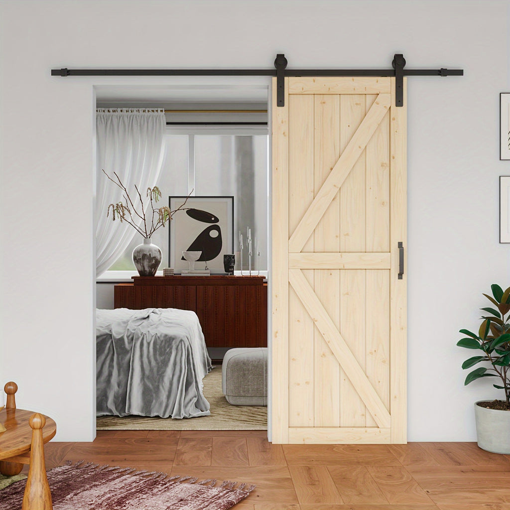 Pine Barn Door, Sliding Door for Living Room, Bedroom, Kitchen - Includes All Hardware Kit, Easy Assembly with Pre-Drilled Holes, DIY Paintable