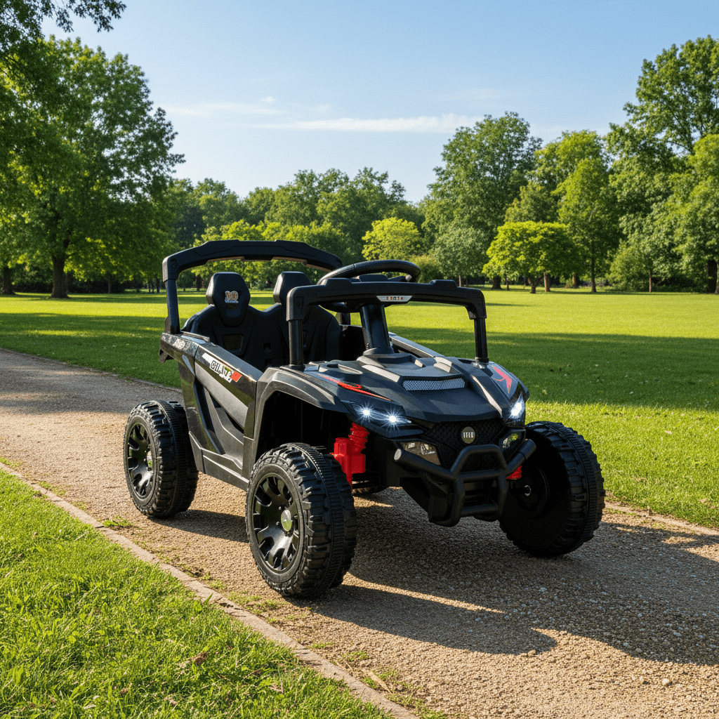 12V Electric Ride-On UTV for Kids, Dual Mode Car With, 3 Speeds, LED Lights, Music, And Suspension, Outdoor Vehicle for Boys And Girls 3+