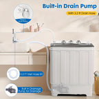 PLENTORA Portable Washing Machine Twin Tub - 28Lbs Compact Washer (18Lbs) And Dryer (10Lbs) Combo with Drain Pump - Mini Laundry Machine for Apartments, Dorms, Rvs, And Camping