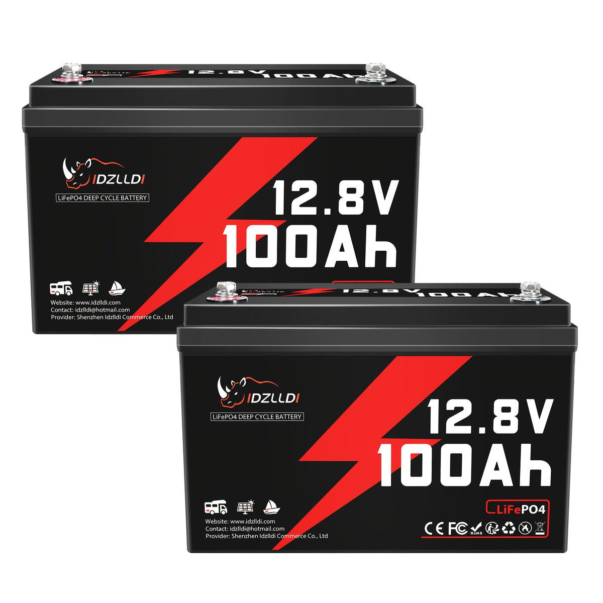 LiFePO4 Lithium Battery | 12V 100Ah/100Ah * 2, 100A BMS, 1280Wh Power Output, Suitable for RV, Solar Energy, Off Grid Systems, And Home Energy Storage