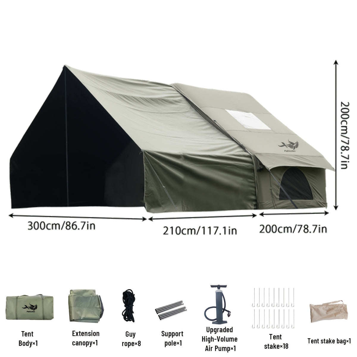 PAKICETUS Inflatable SUV Tailgate Tent with Air Pump for Quick Setup, 4-6 Person Model, Breathable Mesh for Smooth Ventilation, Windproof Oxford Fabric Inflatable Shelter, Suitable for Summer Glamping and Car Camping