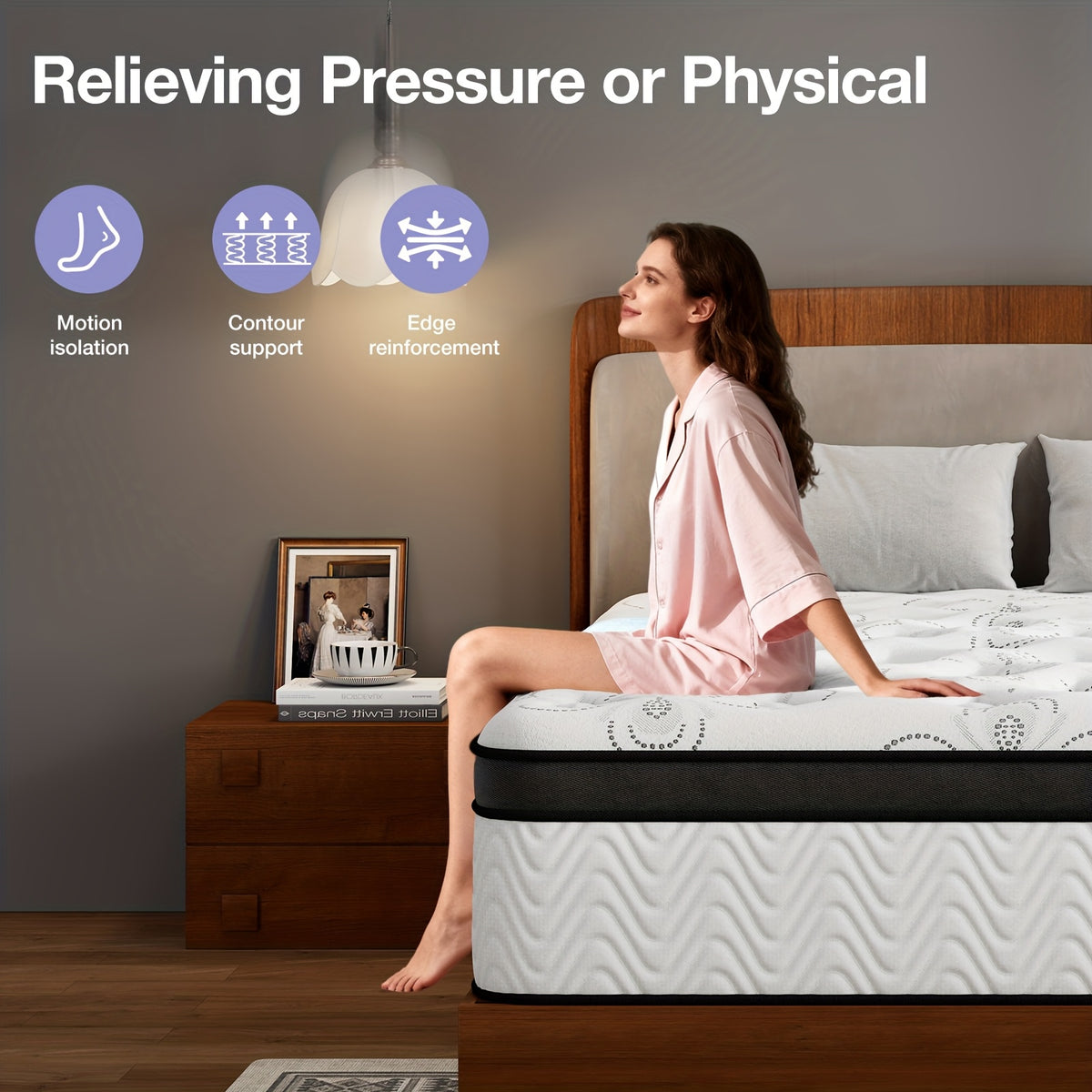 12-Inch Mattress, Memory Foam And Pocketed Coils Hybrid Mattress with Pressure Relief, Motion Isolation, Edge Support, Plush Feel, Mattresses in a Box