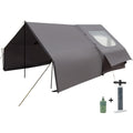 Inflatable Camping Tent, with Electric Air Pump, 4 Season Windproof, Clear Skylight & 420D Oxford, Air Tent with Mesh Windows/Doors