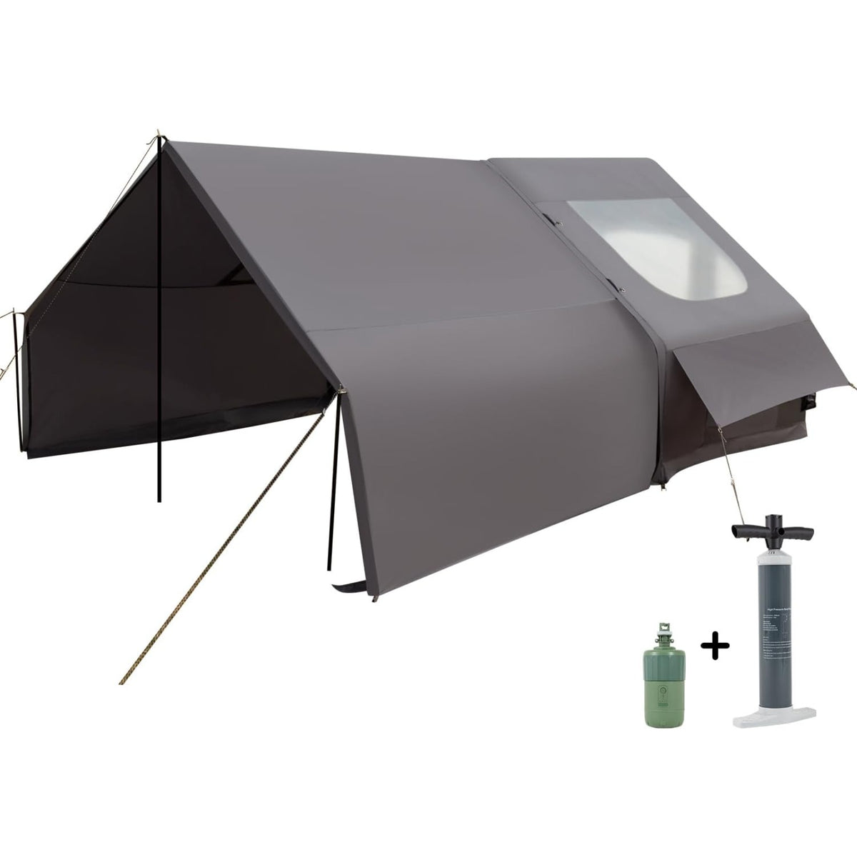 Inflatable Camping Tent, with Electric Air Pump, 4 Season Windproof, Clear Skylight & 420D Oxford, Air Tent with Mesh Windows/Doors