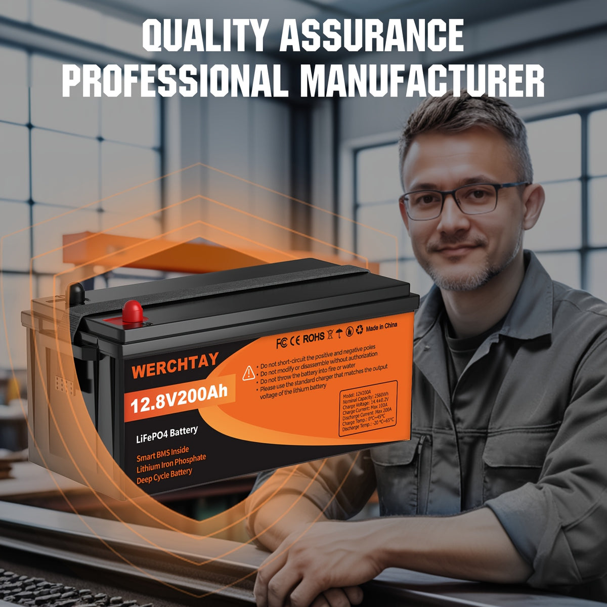 WERCHTAY 12.8V 100Ah/200Ah/300Ah LiFePO4 Battery Built-in BMS Rechargeable Lithium Battery With Up To 25000+ Cycles 1280Wh/2560Wh/3840Wh Higher Energy Density Perfect For Off-Grid, RV, Solar, Motorhome And Boats.--Summer Early Bird