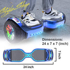 6.5-Inch Hoverboard with 10-Mile Range and 7 MPH Top Speed, Self-Balancing Electric Scooter with Dual Motors, Portable Design and Smooth Riding Performance. The compact 6.5-inch wheels provide responsive handling and easy control, while the rechargeable b