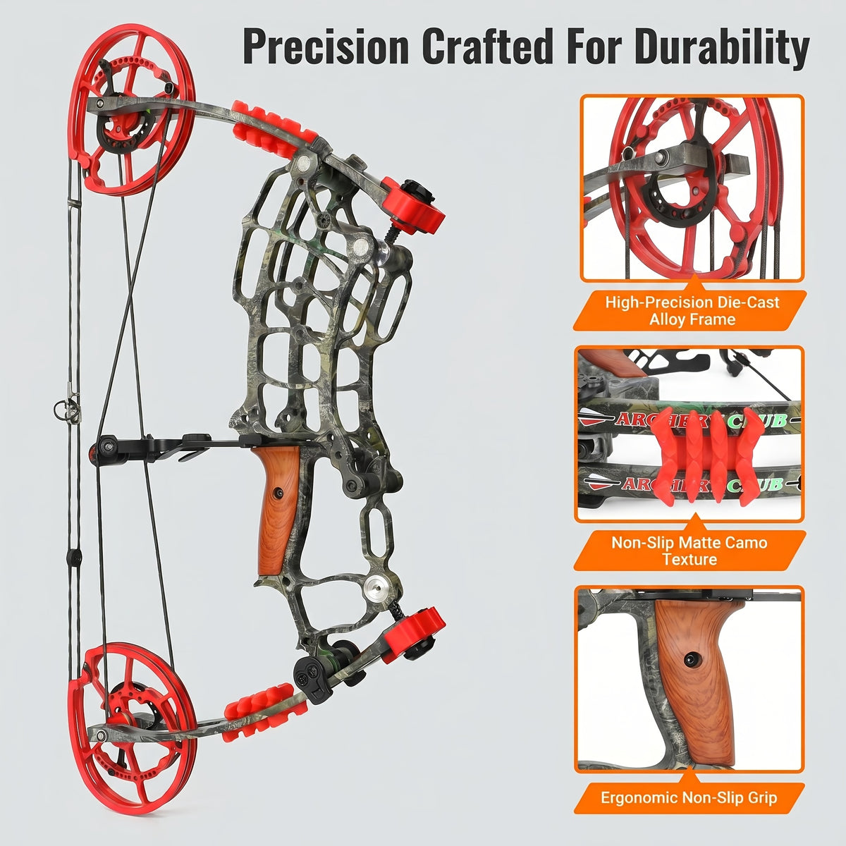 Dual Purpose Composite Bow Outdoor Archery Composite Bow Kit 30-60Lbs, Adjustable for Both Hands