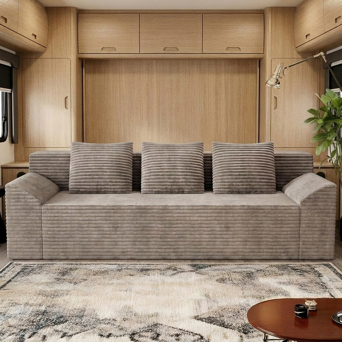 RV Corduroy Sofa in 42-Inch or 70.8-Inch Sizes, No-Assembly Plush Deep-Seat Couch for Camper or Home