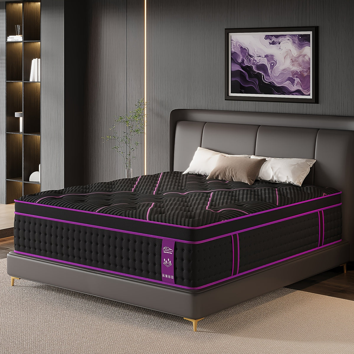 12/14 Inch Memory Foam Mattress Hybrid Pocket Spring Twin Full Queen King Bed Mattress in A Box, Euro Top Medium Firm for Back & Lumbar Support, Individual Pocket Spring Bed for Motion Isolation & Fiberglass Free