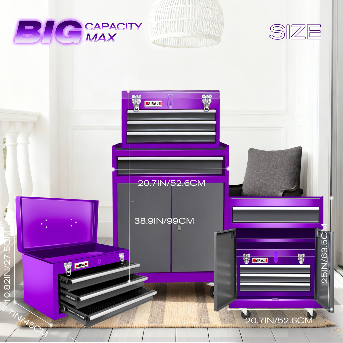 [Heavy-Duty Tool Cabinet] 4-Drawer And Double Door Tool Cabinet 2-In-1, 37 LBS Heavy-Duty Tool Cabinet, Multi Color Selection Tool Chest, With Safety Lock System, Suitable For Home Garage And Workshop Tool Storage