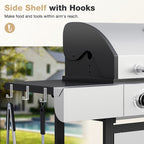 Upgraded 44000-49000 BTU 4-1 Burner Propane Gas Grill with Side Burner, Top thermometer, Outdoor BBQ Grill with Cast Iron Grates & Side Tables, 625 sq.in. Large Grilling Space for Summer Parties, Ideal for Backyard Patio & Camping, Black