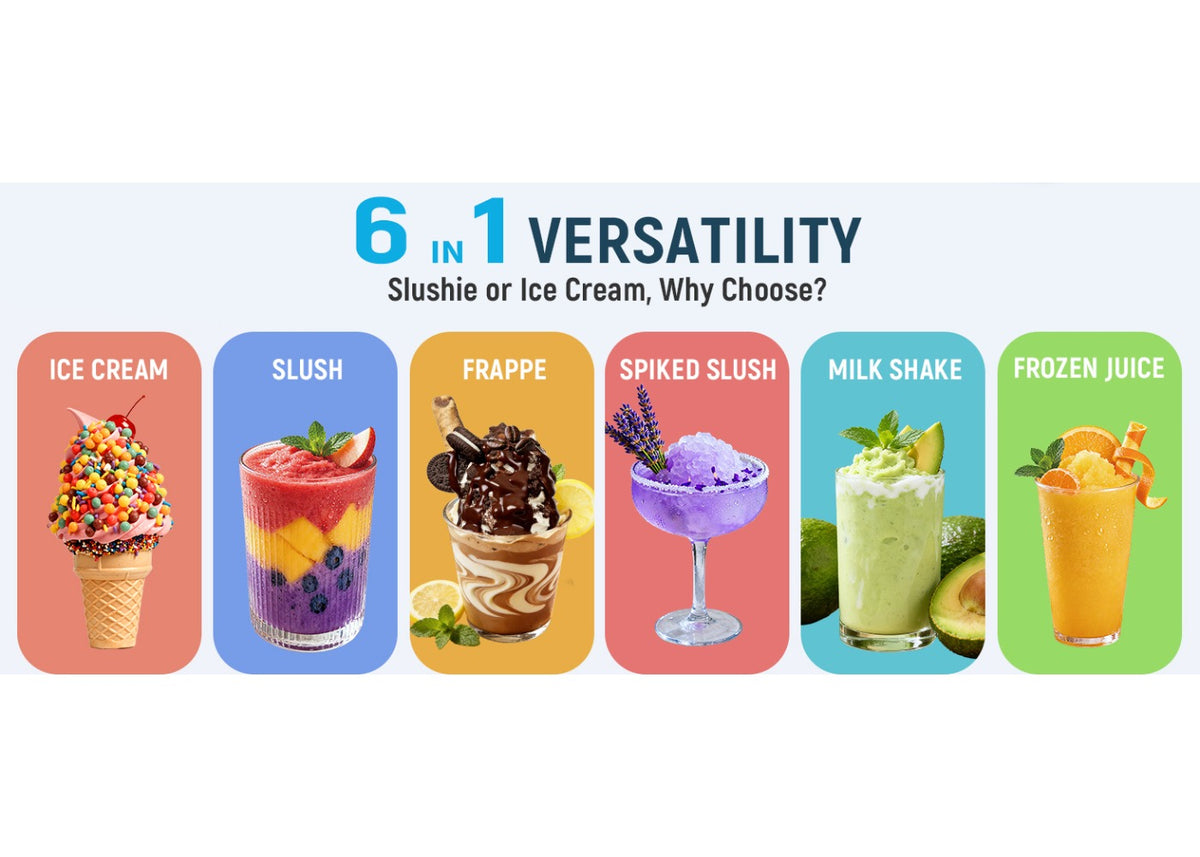 [2-in-1 Ice Cream Machine] 2-in-1 Ice Cream/Slush Machine, 5-in-1 Cold Drink Maker, Iced Tea Machine, 88-Ounce Capacity, One-Touch Preset, No Ice Needed, Self-Cleaning - Easily Make Milkshakes, Margaritas, and More at Home