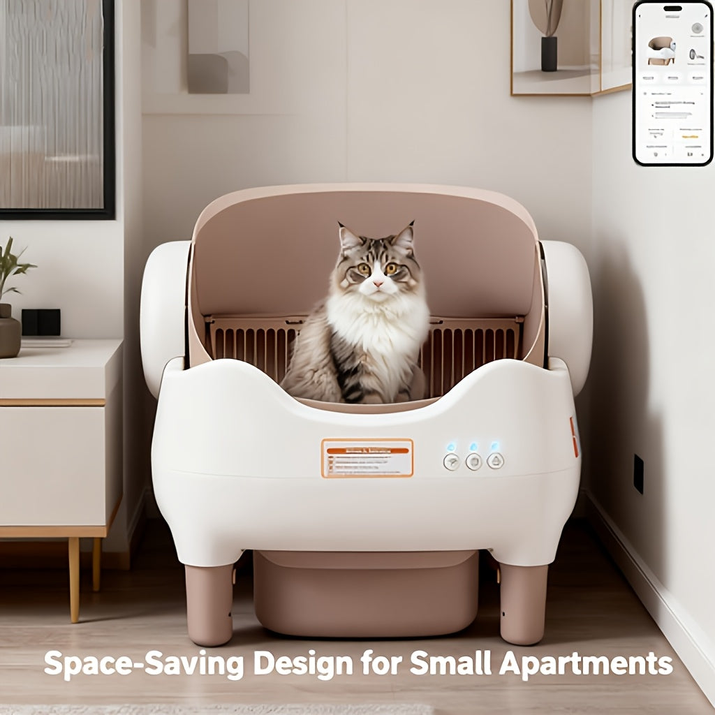 Large Smart Self-Cleaning Cat Litter Box, App-Controlled Automatic Cleaner with 3.43Gal Big Capacity, 2.4G Wifi Cat Litter Box with Odor Removal, 14-Day Hands Free Scoopless Care, Auto-Scoop, Ideal for Busy Pet Owners, 1 Brush, Trash Bags And 1 Mat