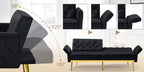 ACMEASE Velvet Sofa Bed Featuring Adjustable Armrests And Backrests, a Contemporary Recliner Sleeper Couch with a Tufted Design, a Convertible Loveseat Sofa with Golden Legs Suitable for The Living Room, Bedroom, Or Studio