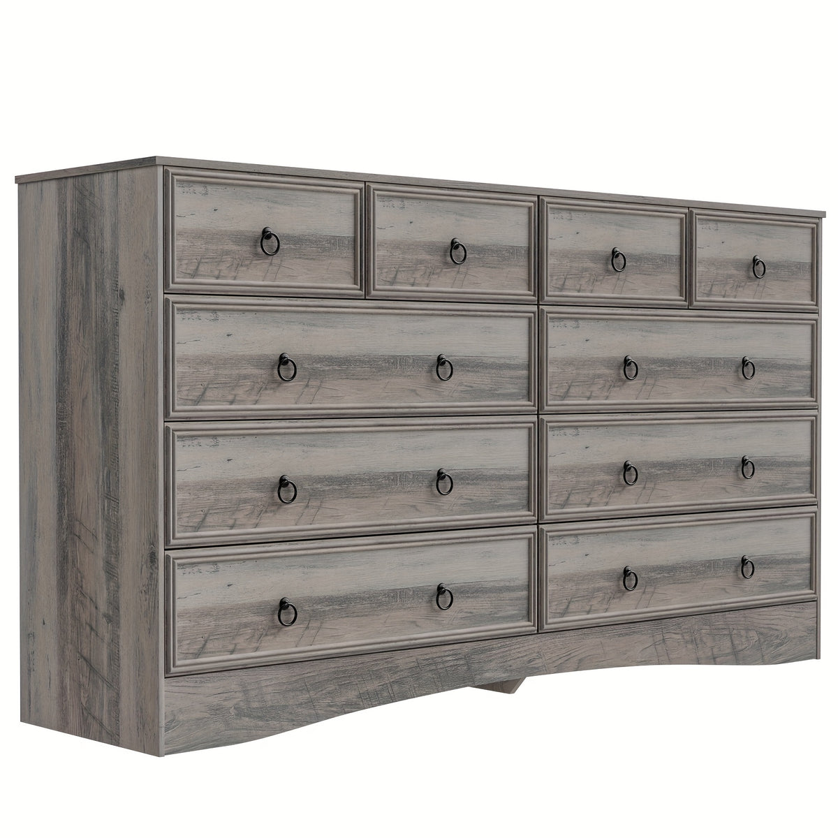 Prompt Taupe Grey/ Cherry Dresser For Bedroom, 10 Drawer Dresser, Modern Large Floor Storage Cabinet With Metal Sliding Rail, Vintage Handle Drawer Cabinet, Large Capacity Vertical Dressers For Home & Office