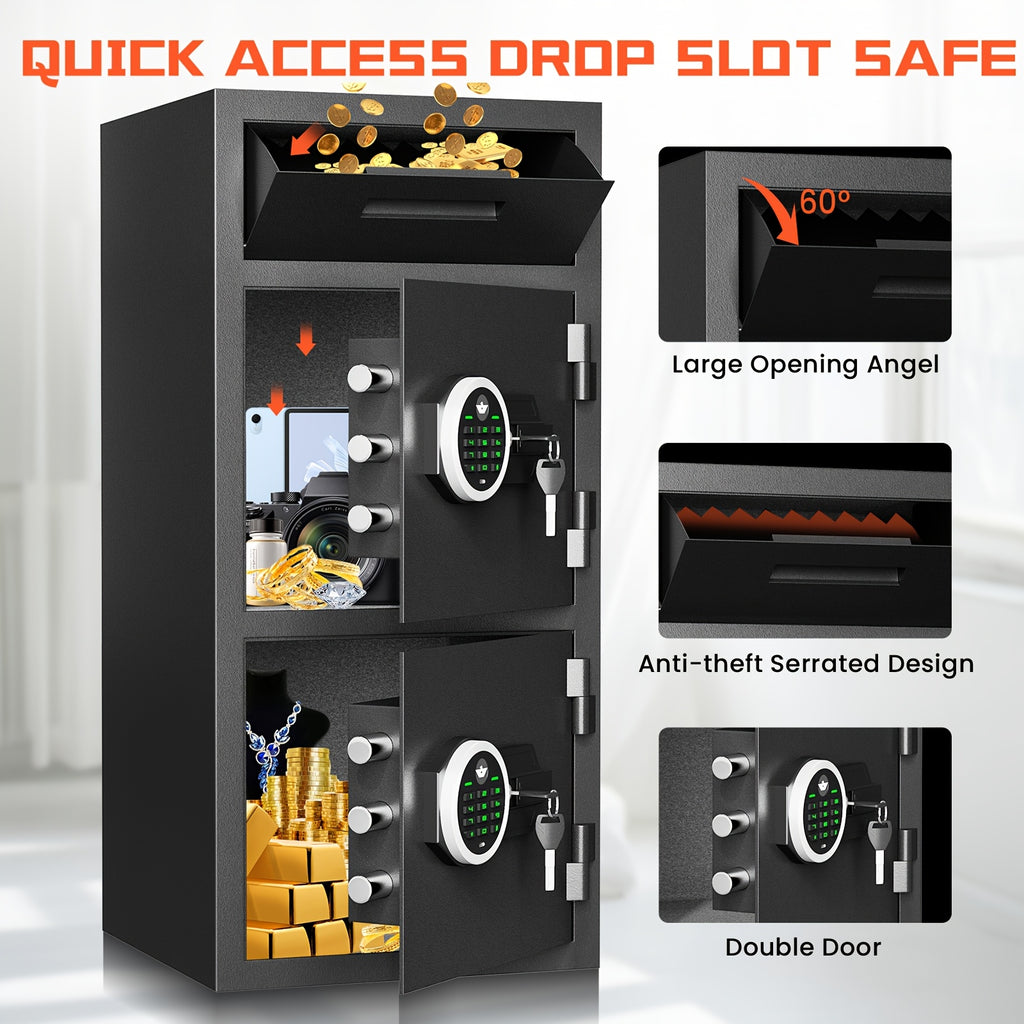 [Extra Large Safe Box] 6.5 Cu Ft Extra Large For Home Safe Box Fireproof With Drop Slot, Digital Drop Safe With Double Door And Key Hook, Money Safes With Backlit Keypad And Dual Alarm For Home Office Business