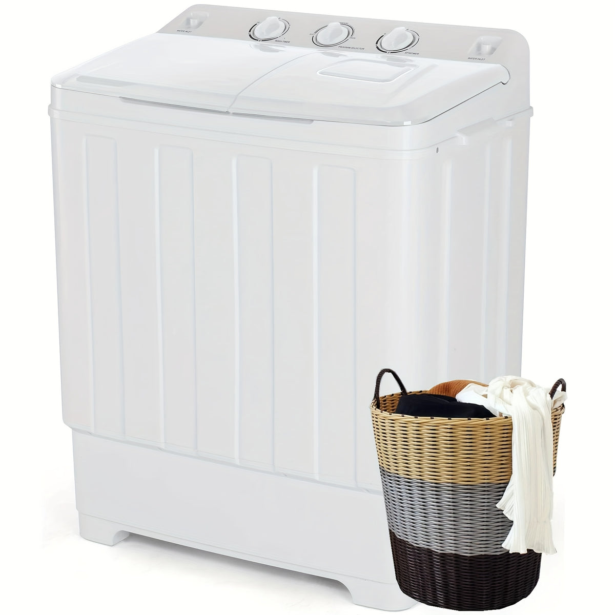 HOMDOX 30Lbs Portable Washing Machine, Twin Tub Laundry 2-In-1 Compact Washer Spinner Combo with 19Lbs Washer And 11Lbs Spinner Dryer for Apartments, Rvs, Dorms, Suitable for Family And Travel, Mother'S Day Gift, Father'S Day Gift