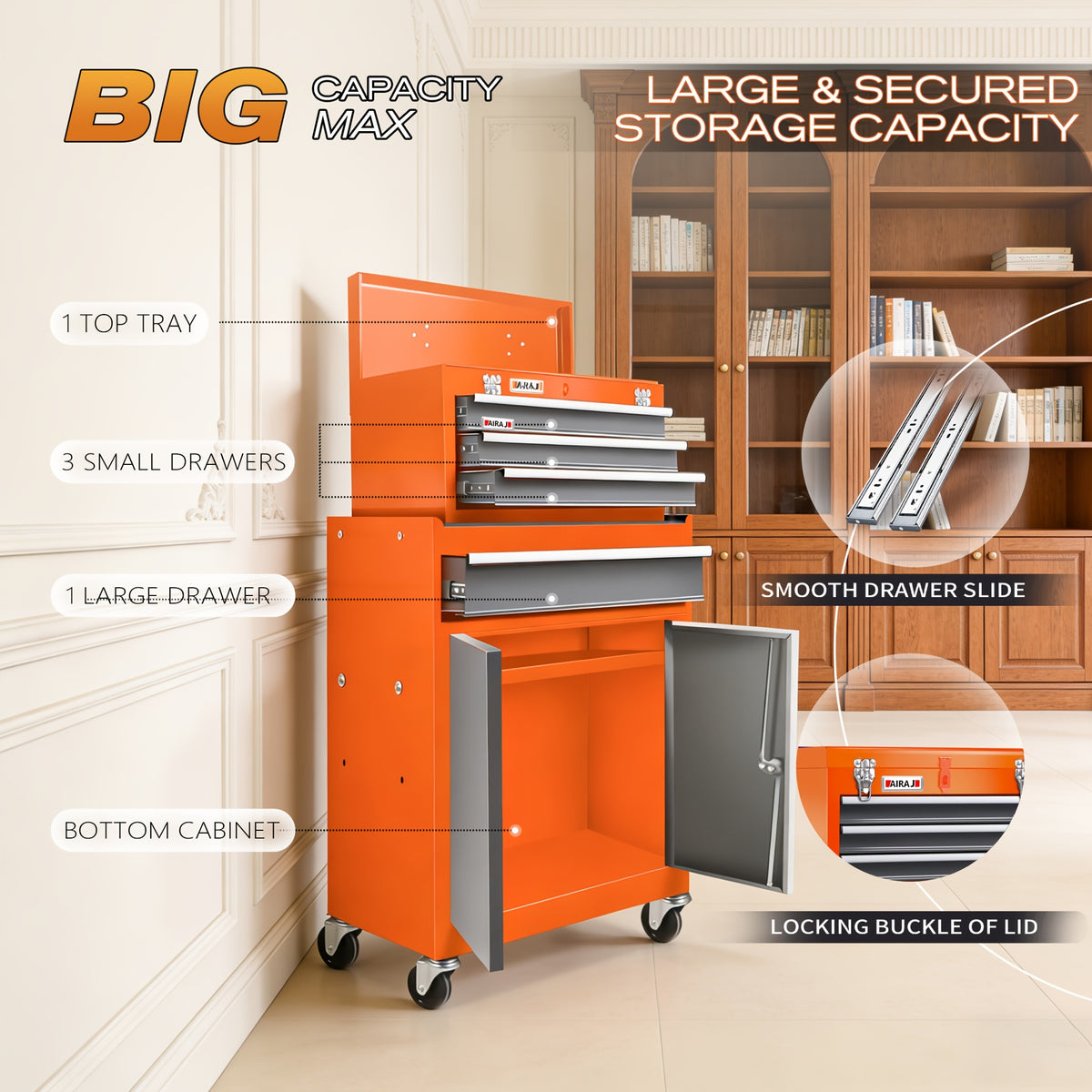 [Heavy-Duty Tool Cabinet] 4-Drawer And Double Door Tool Cabinet 2-In-1, 37 LBS Heavy-Duty Tool Cabinet, Multi Color Selection Tool Chest, With Safety Lock System, Suitable For Home Garage And Workshop Tool Storage